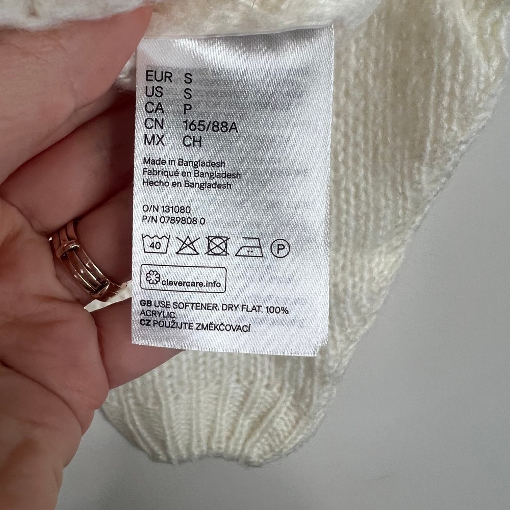NWT H&M Divided Loose Knit Cream White Crewneck Long Sleeve Sweater Size Small - Picture 7 of 8